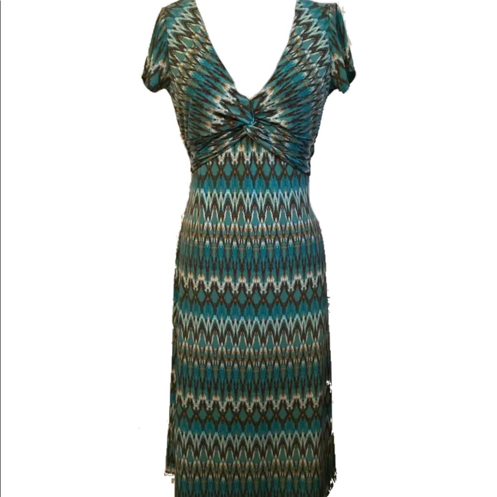 Sent to  Thredup-BCBGMAXAZRIA zigzag twist front dress in teal - Picture 6 of 15